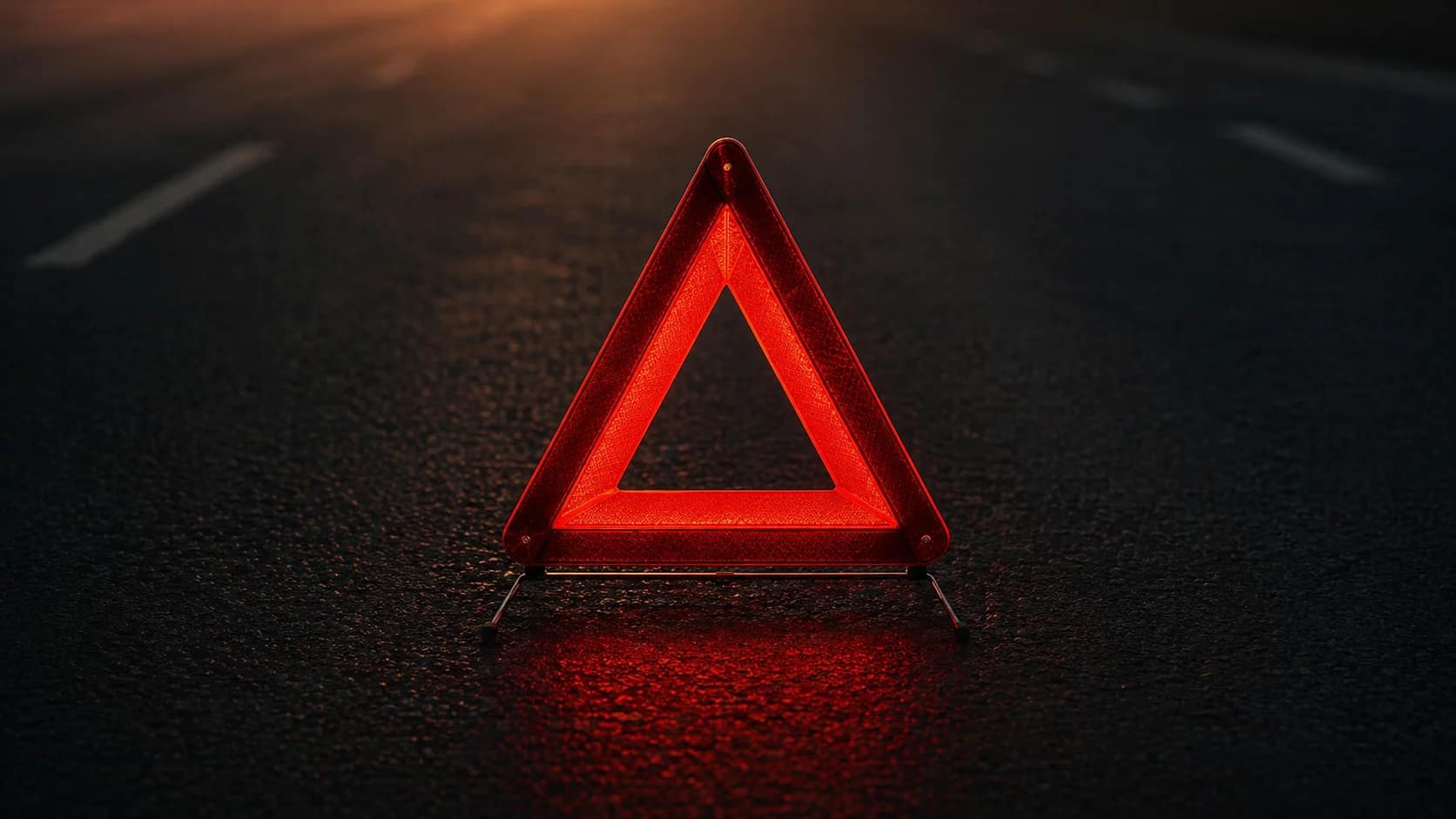 Car with a warning triangle on the road — article about road accidents in Ukraine